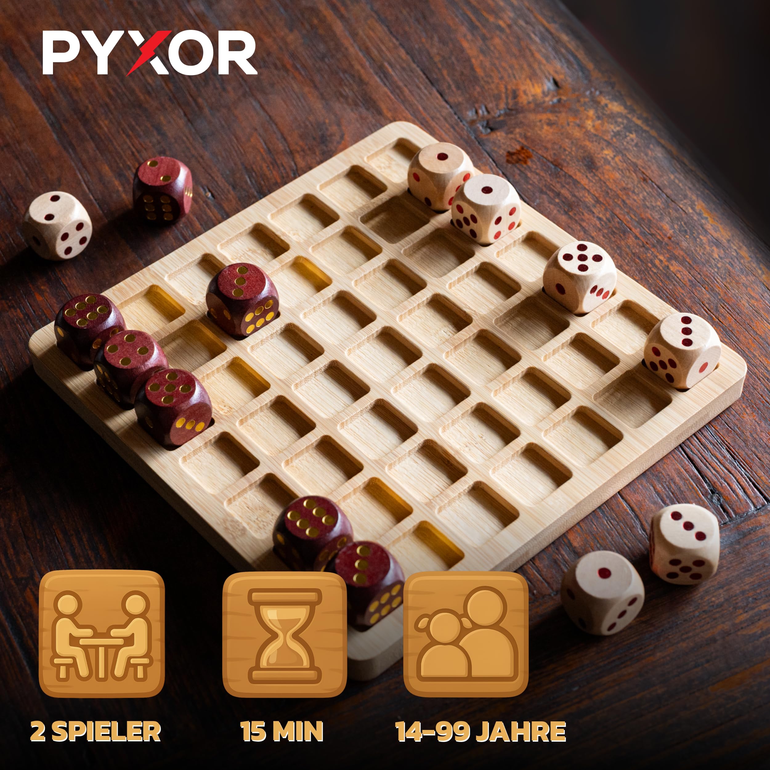 DICE BATTLE - Schachbrett Holz hochwertig Premium mit Würfeln -Strategiespiele für 2 Personen -Schach & Dame neu erfunden -Gesellschaftsspiel für Erwachsene & Familien -Holzspiele & Würfel Spiel