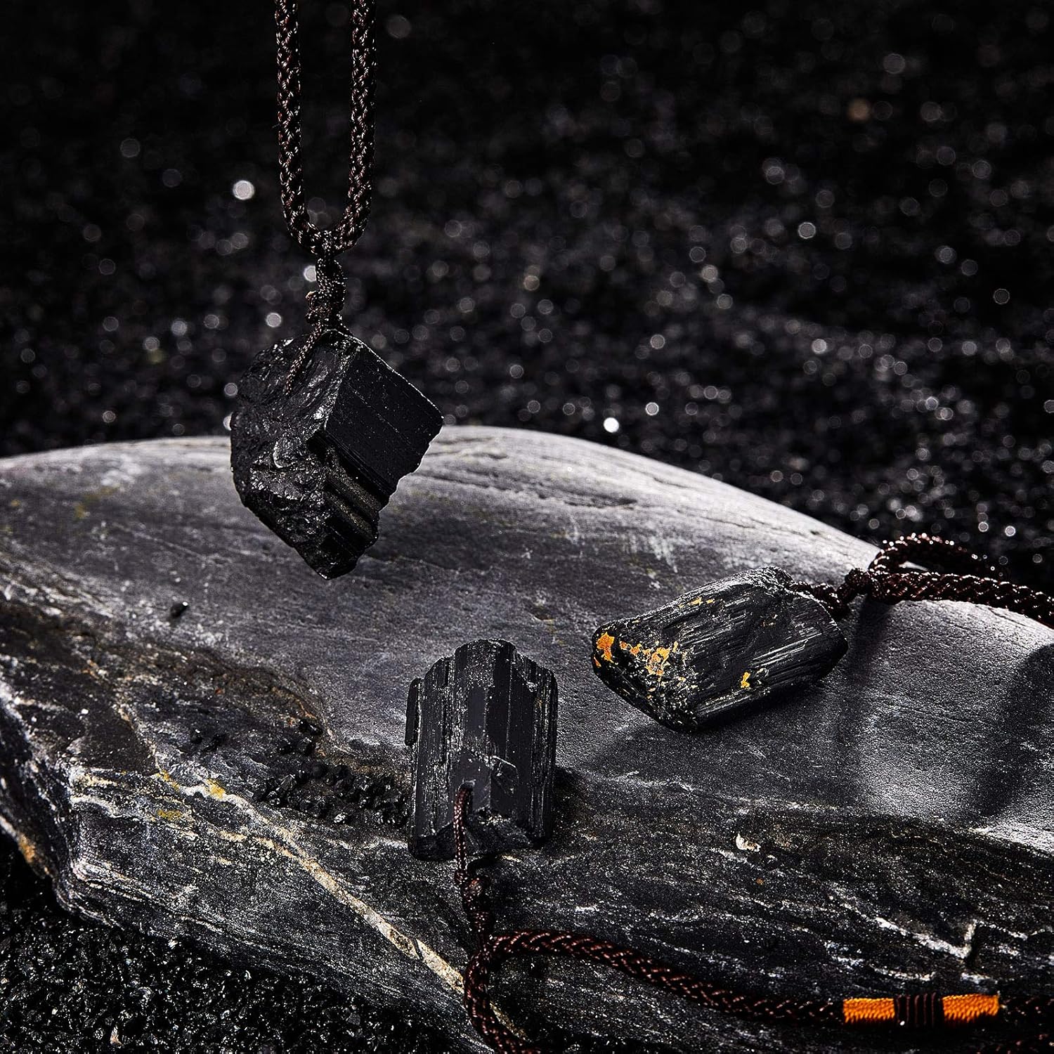 Miniatura 7 de Hicarer 3 piezas de collar de turmalina negra collar de piedra de cristal de turmalina amuleto de turmalina colgante de pilar de turmalina para