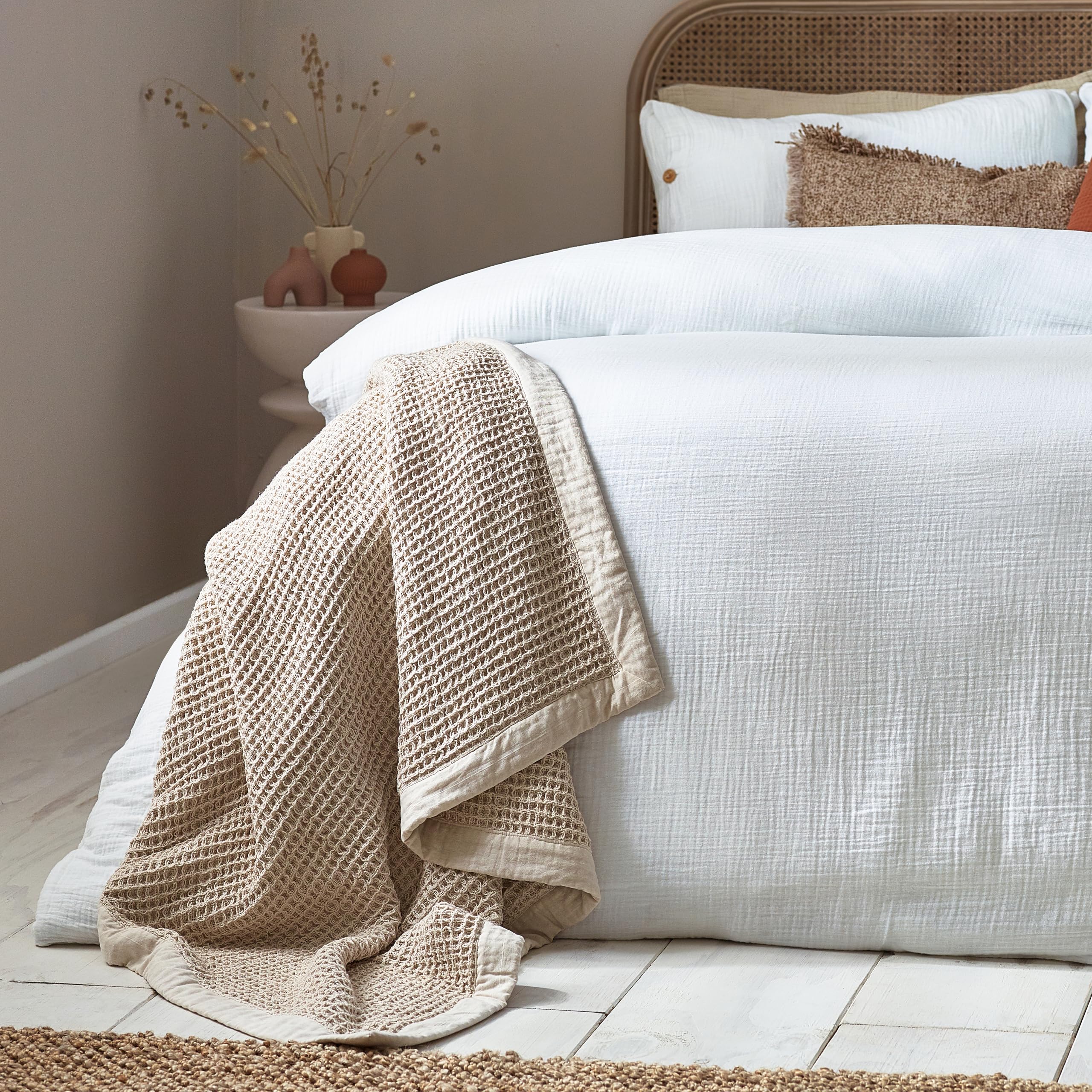 Yard furn Lark Cotton Muslin Duvet Cover Set - Soft Crinkle Texture Bedding (White - Single) - Image 3