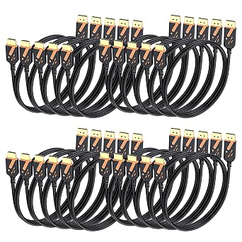 4K DisplayPort to HDMI Cables 20-Pack, 6FT DP to HDMI Cable Adapter Male to Male Gold-Plated, Supports UHD Video and Audio for Computer, Monitor, HDTV, Projector-Not-Bidirectional