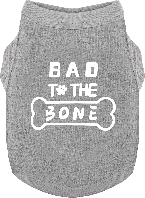 Roupa para Cães Paiaite, Camiseta Regata de Algodão com Estampa Bad to The Bone, Cinza XXL