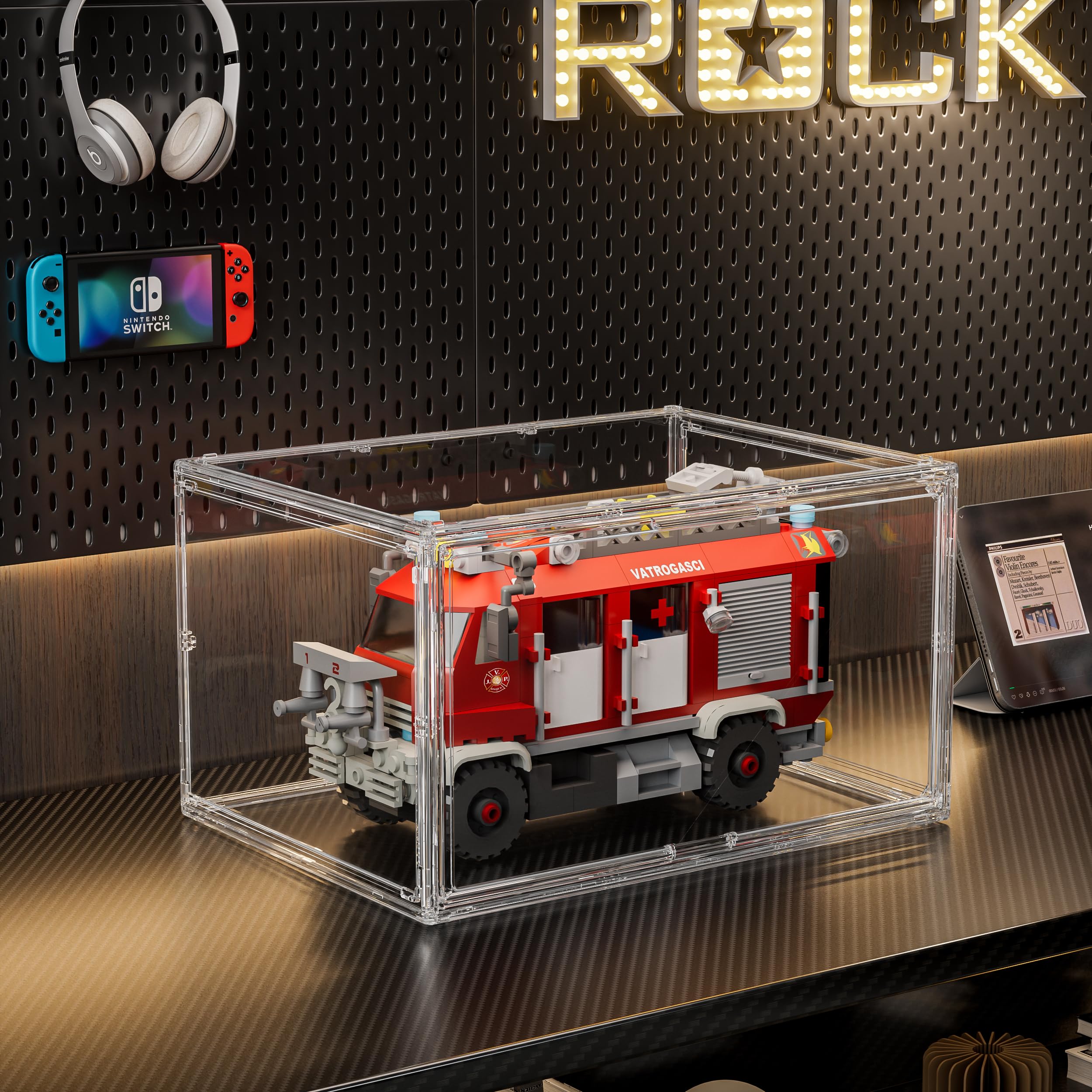 Vitrine Schaukasten Box Acryl Vitrine, Sammlervitrine mit Tür, Für Minifiguren, Figuren Vitrine Kleine, Action Figuren Spielzeug, Modellautos, Sammelfiguren (50*29.5*37)