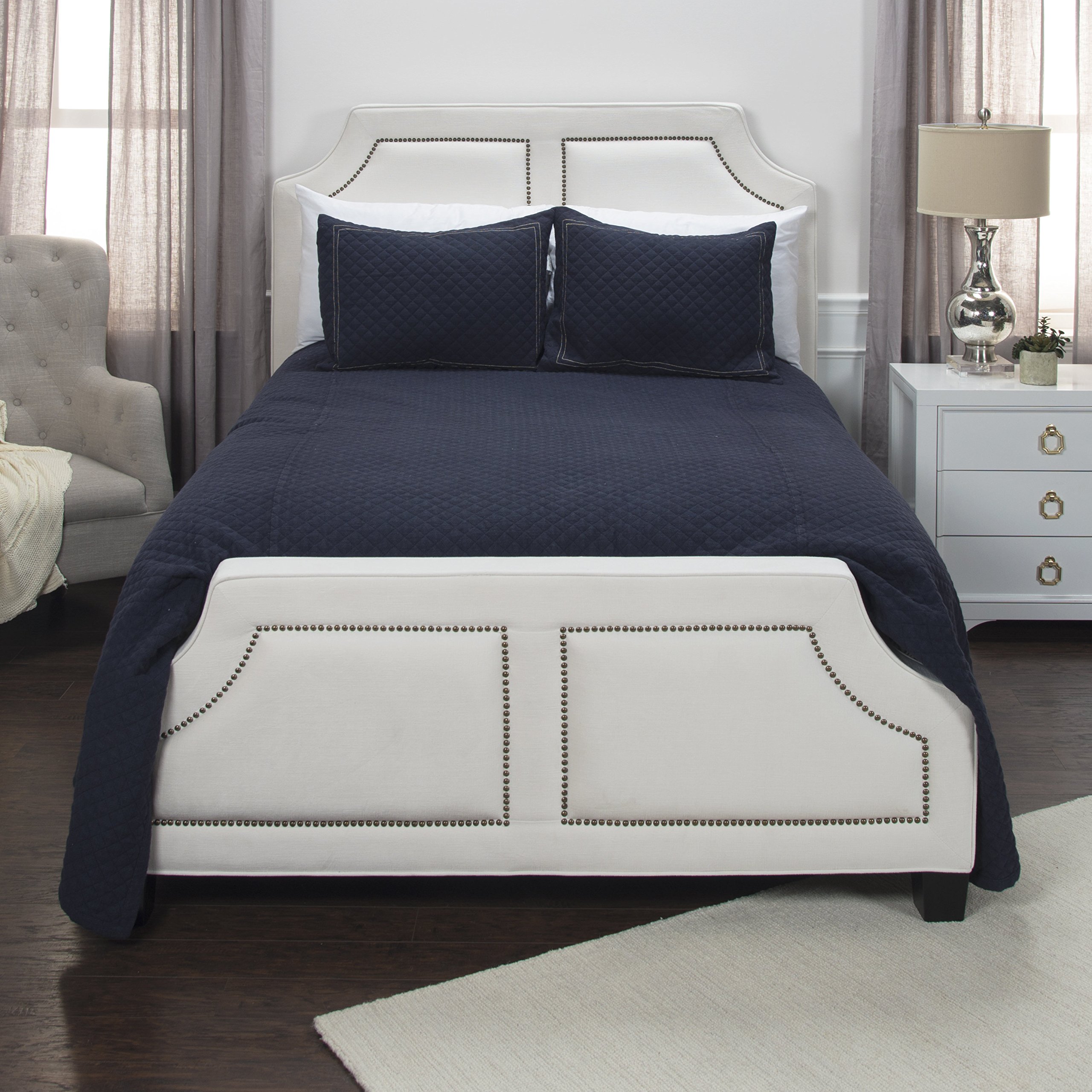 Rizzy Home Breeze On By Nightfall Quilted Bedding, King, Indigo
