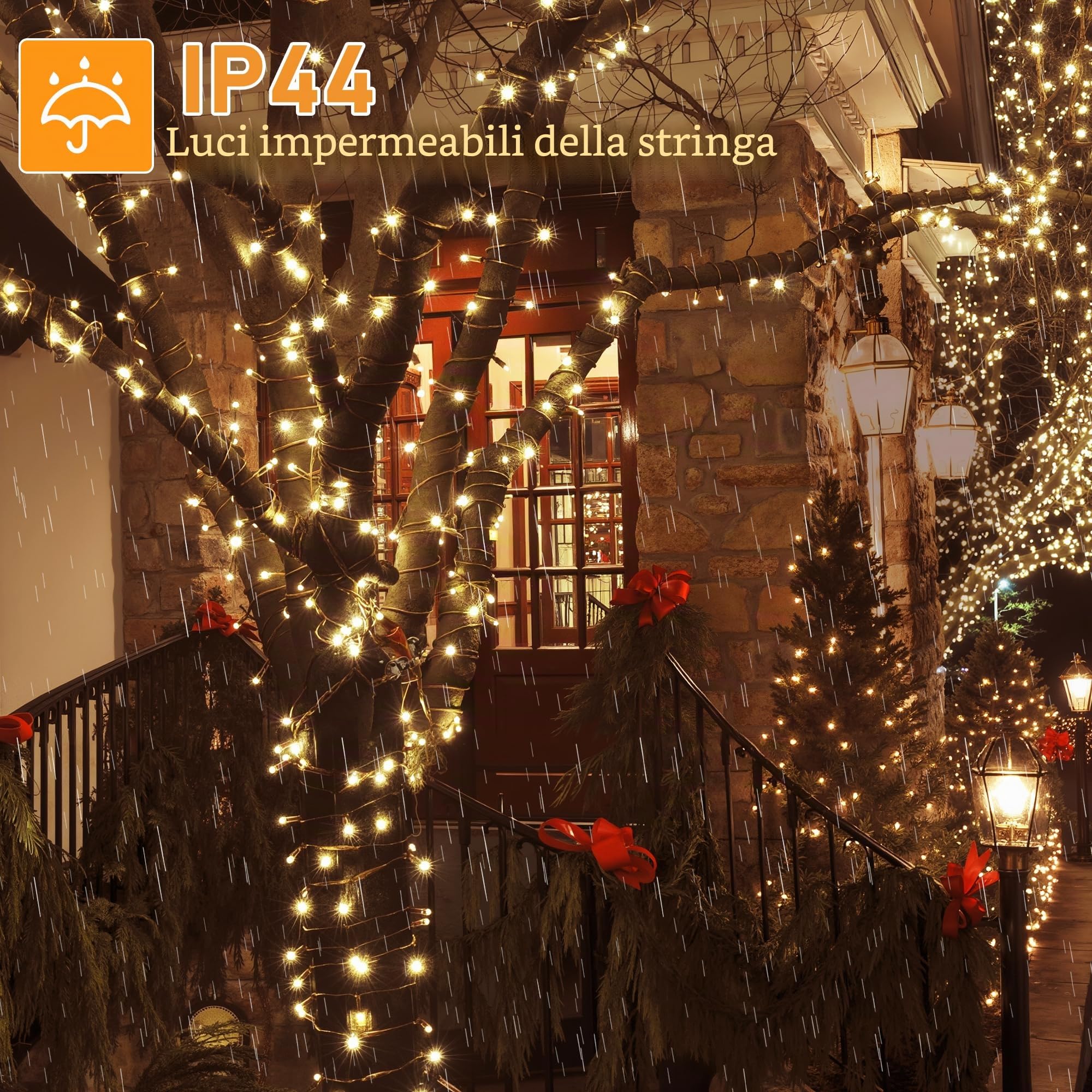 HeiPard Catena Luminosa Esterno Interno 80M, Luci Albero Natale Esterno | 800 LED Bianco Caldo Impermeabile Lucine da Esterno Giardino con 8 Modalità e Memoria per Balcone, Casa, Festa, Nozze
