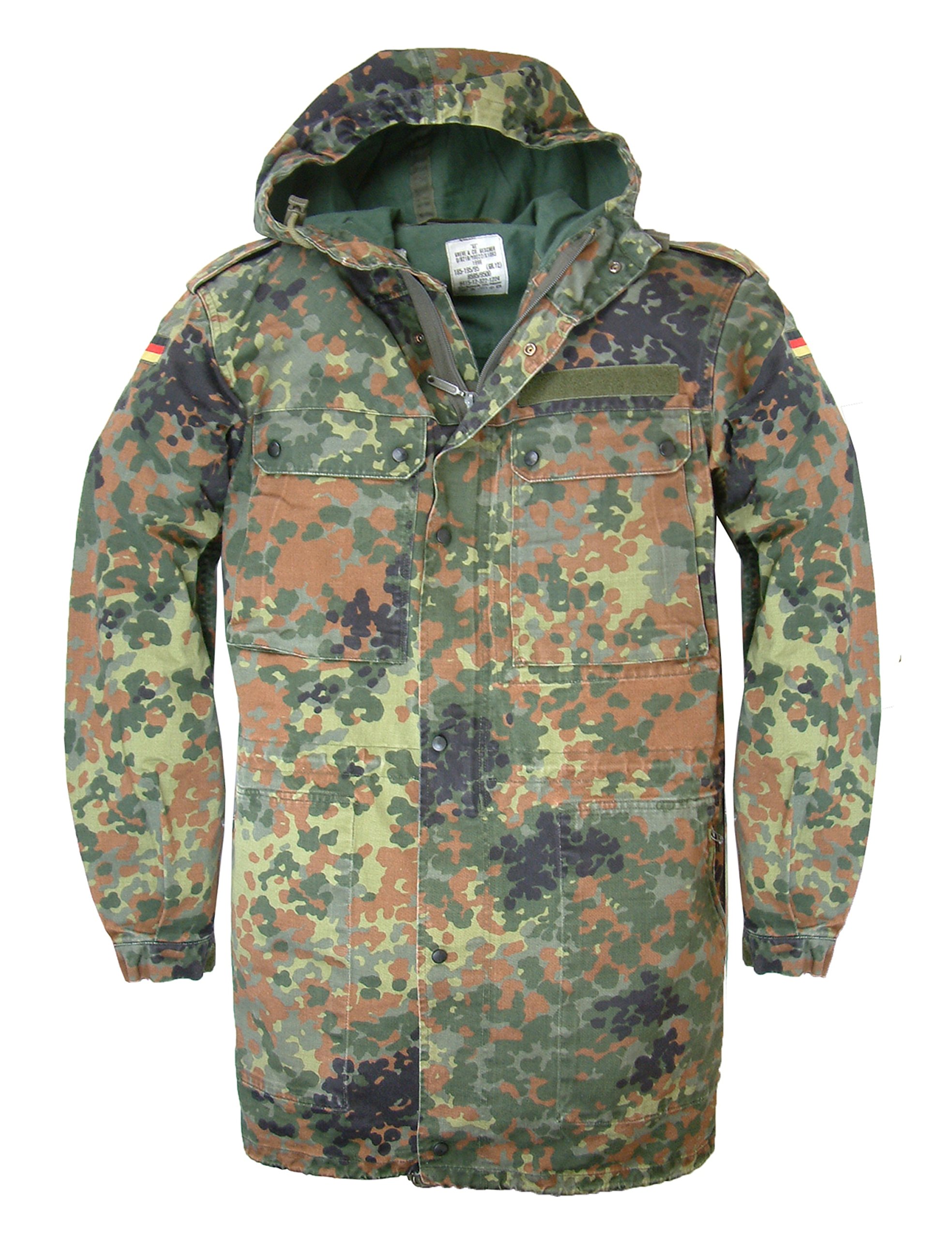 Genuine German Military Issue Flecktarn Zip Fronted Combat Field Jacket with Hood (MEDIM)