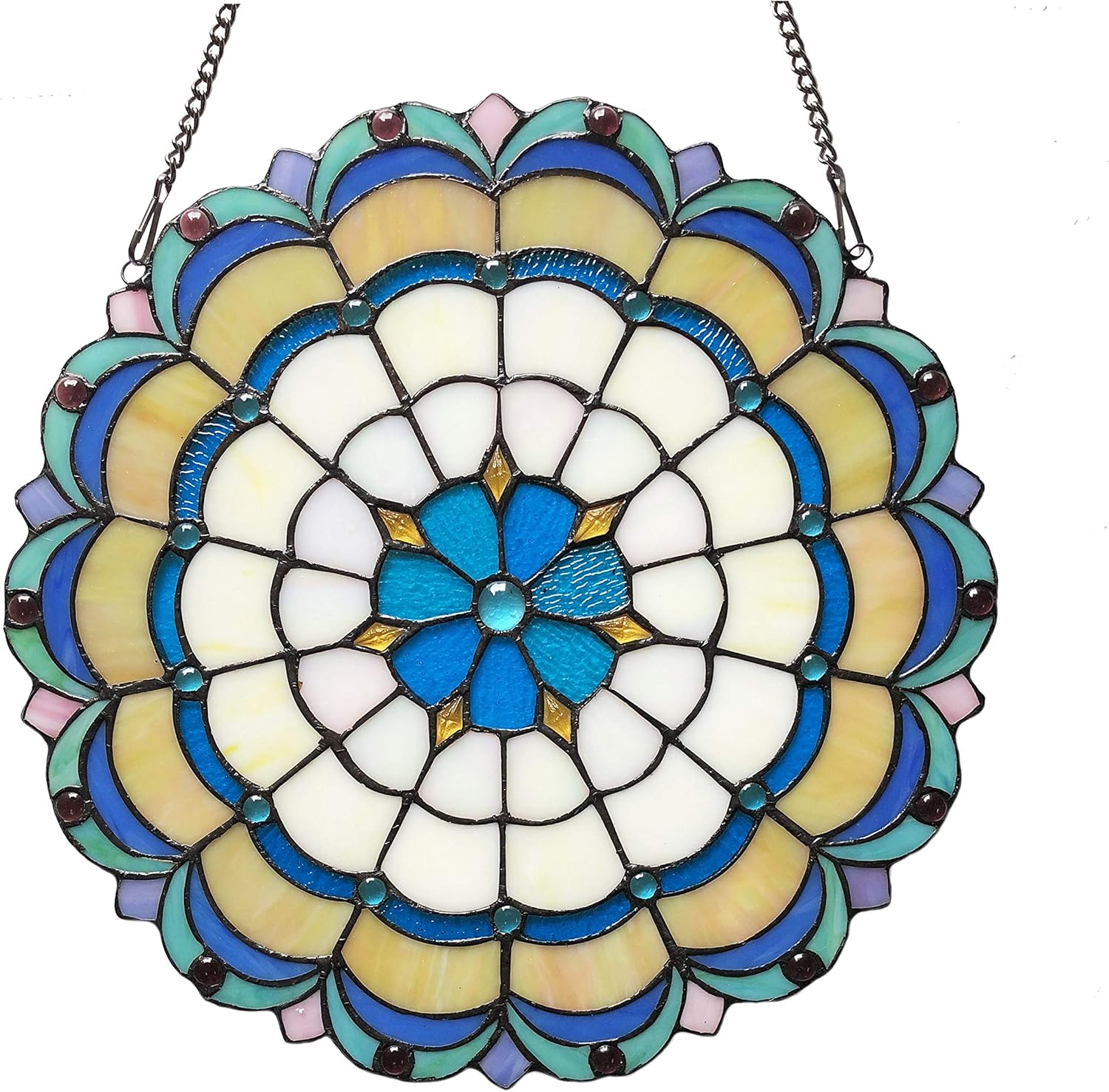 Victorian Tiffany-Glass Window Panel 18" Wide