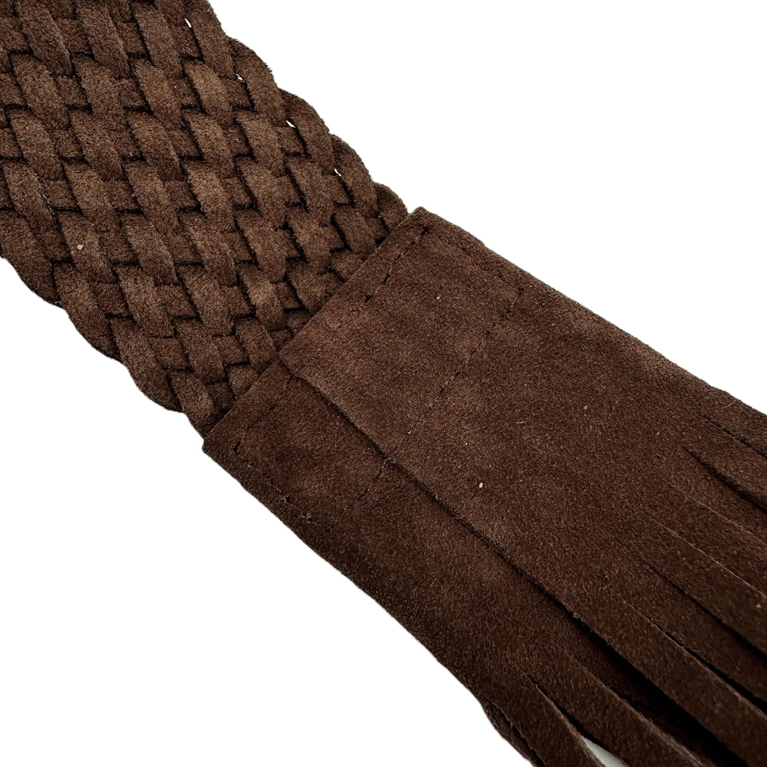 Wide Waist Suede Leather Woven Dress Belt for Women, Braided with Tassel for Tunics