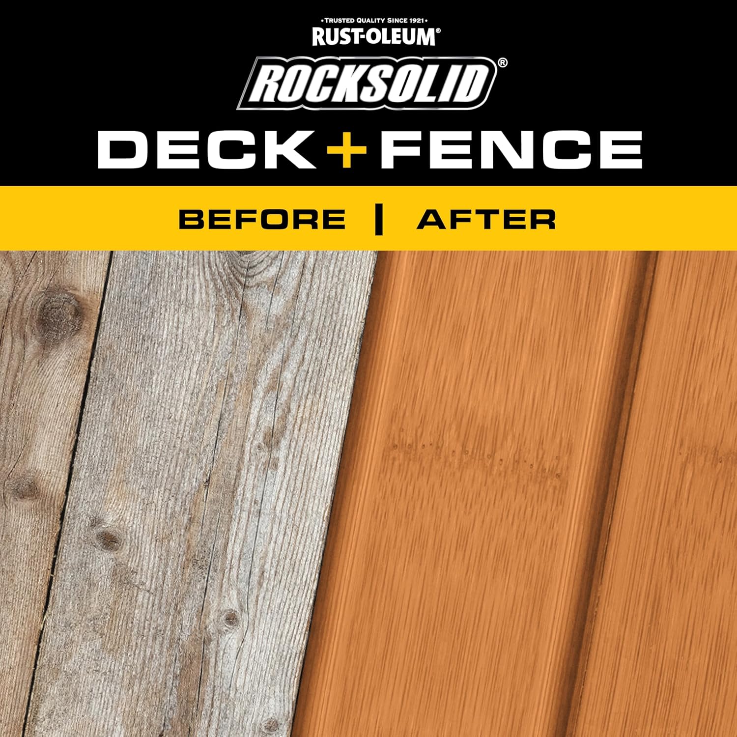 RockSolid Deck+Fence Protective Stain & Sealer with Turbo Spray System | Oil‑Base One‑Coat Protection | Superior Moisture Resistance | UV Resistant | Natural | 23 oz Aerosol | 6 Pack