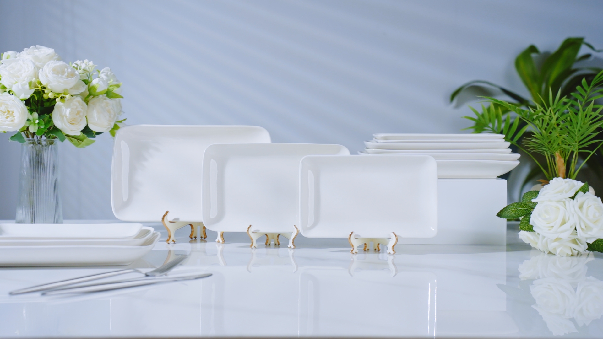 Amazon.com | Irenare 12 Pcs 10 Inch Rectangular Salad Plates White