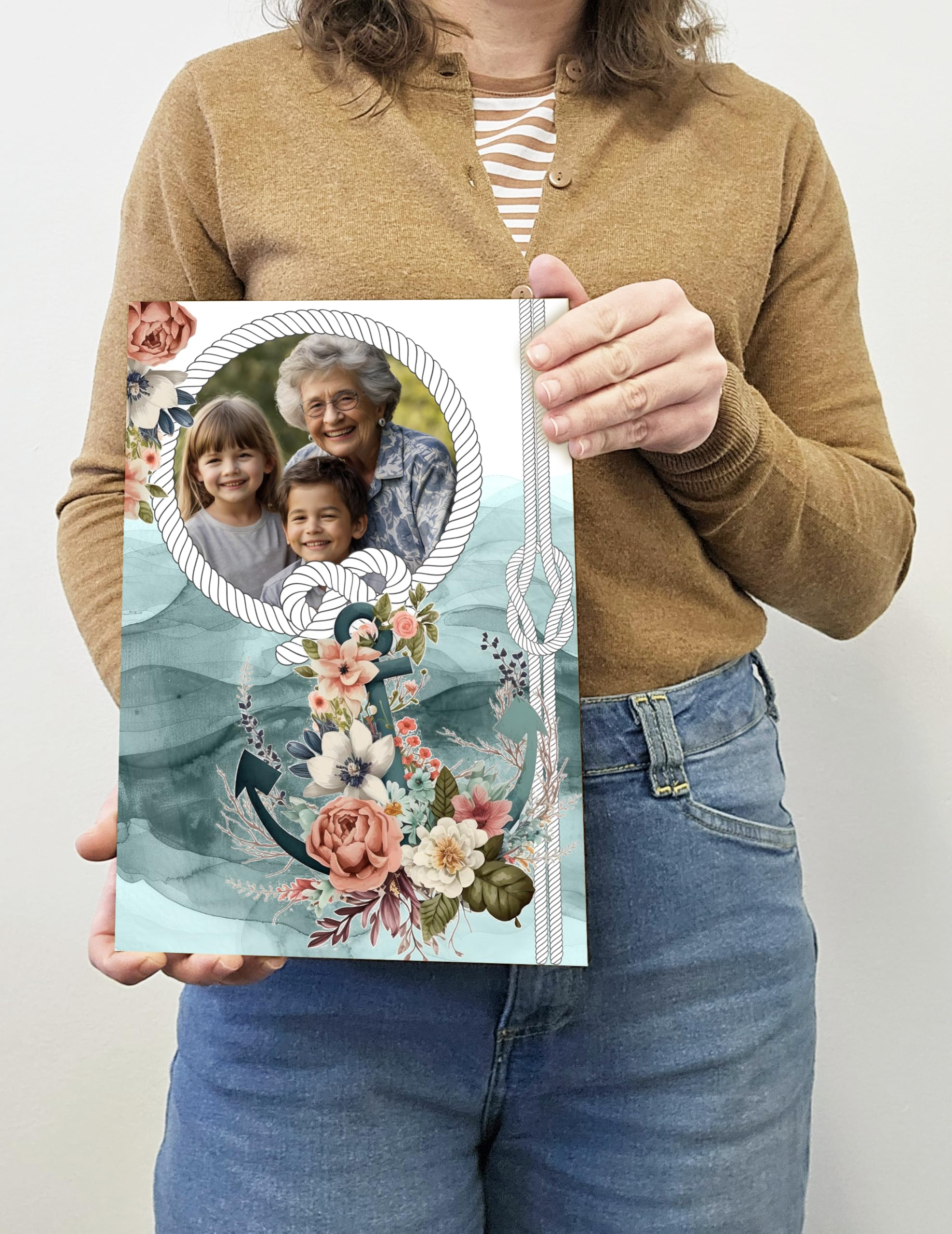 Personalised Photo Gift A4 Wooden Wall Art Mother's Day Customised Print for Mum Mummy Grandma Nan Gift, Mum My Anchor - Image 5