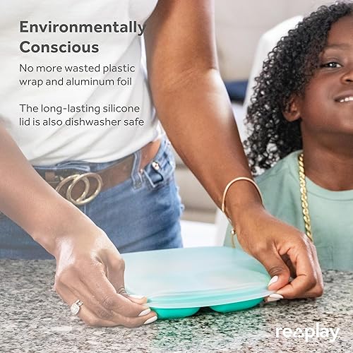 Miniatura 8 de Re-Play Platos divididos de pared profunda de 7 pulgadas para niños, juego de 3 platos reutilizables de 3 compartimentos, aptos para lavavajillas y