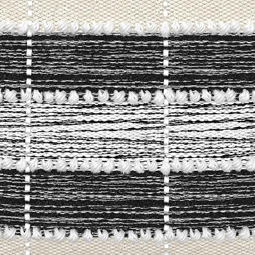 Miniatura 10 de SIMPLIHOME Puf cuadrado bohemio de cebada en blanco, beige, relleno de poliestireno negro para la sala de estar, el dormitorio y la habitación de