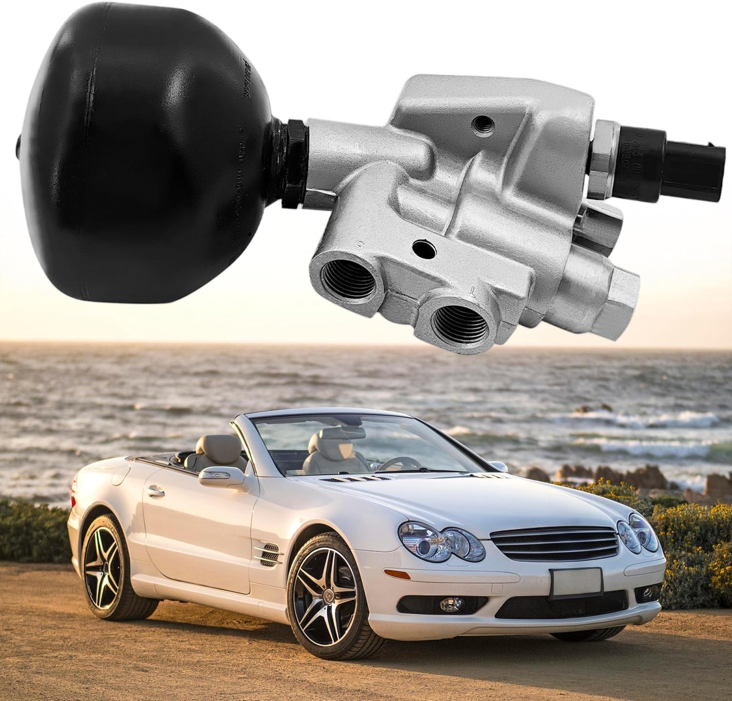 A2203200858 ABC Hydraulic Suspension Pressure Relief Valve Assembly w/ 0265005303 Sensor for Mercedes-Benz 1994-2012 R230 W220 C215 SL600 SL550 SL500 SL65 AMG SL55 AMG CL500 CL55 AMG S430 S55 AMG