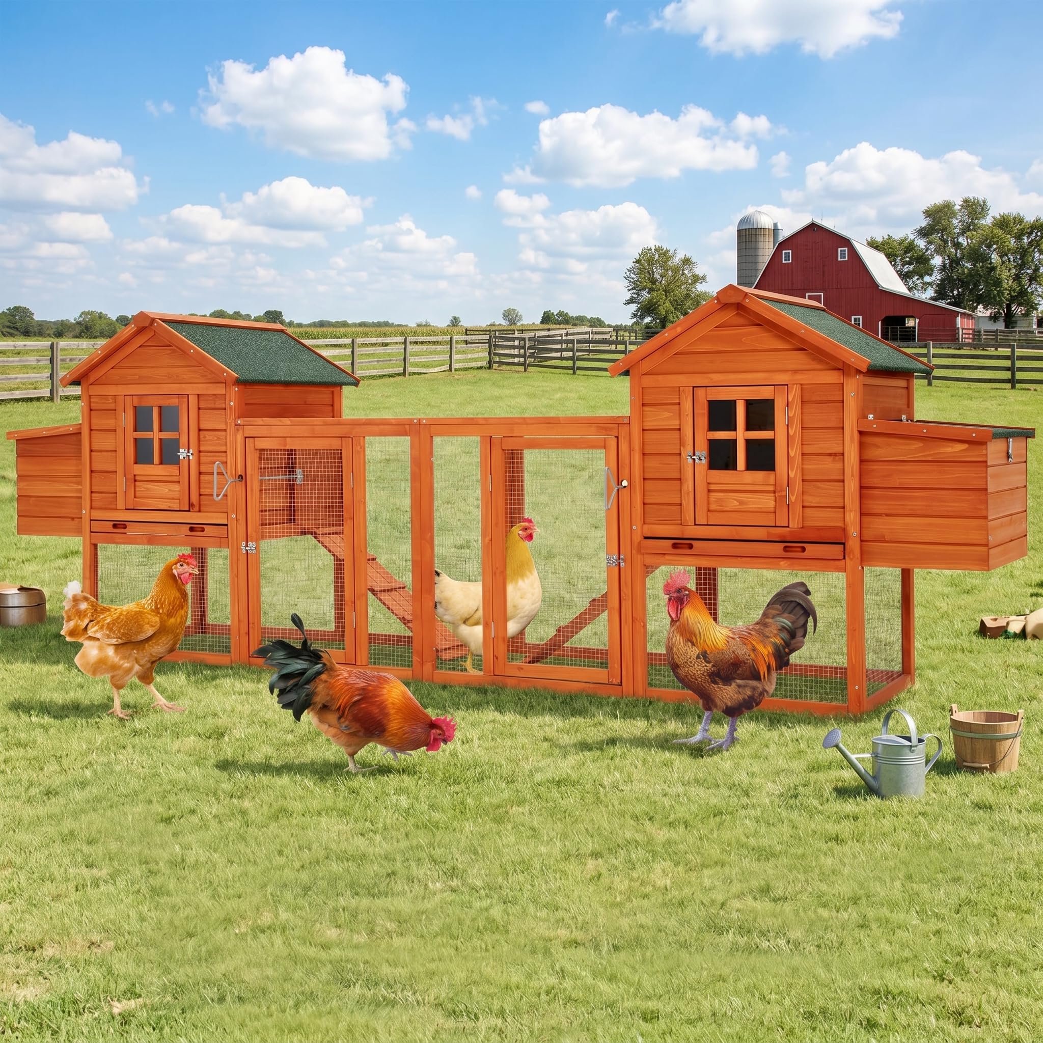AECOJOY 123-inch Chicken Coop with Run and 4 Nesting Boxes