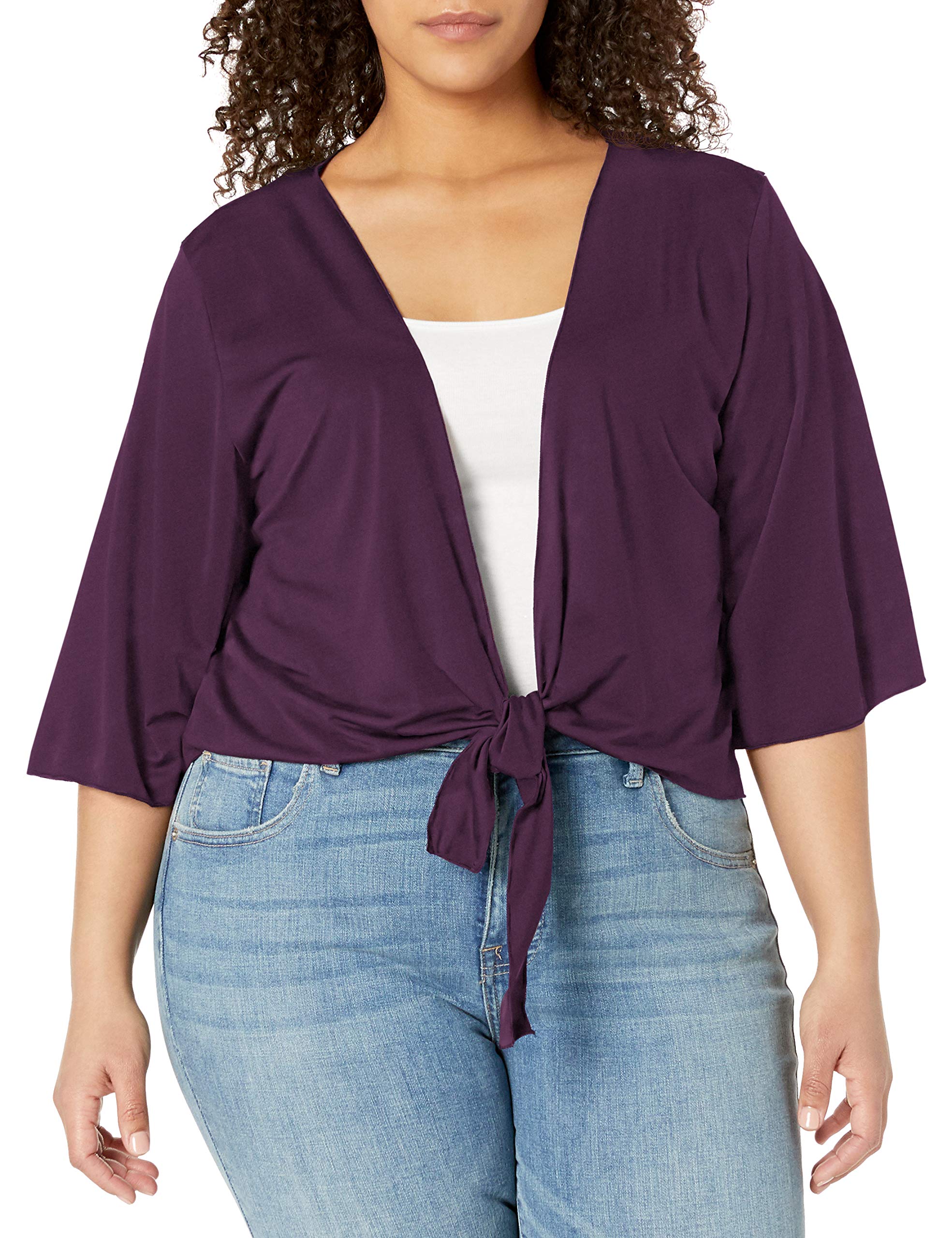 Star Vixen Womens 3/4 Sleeve Tiefront ShrugShrug Sweater