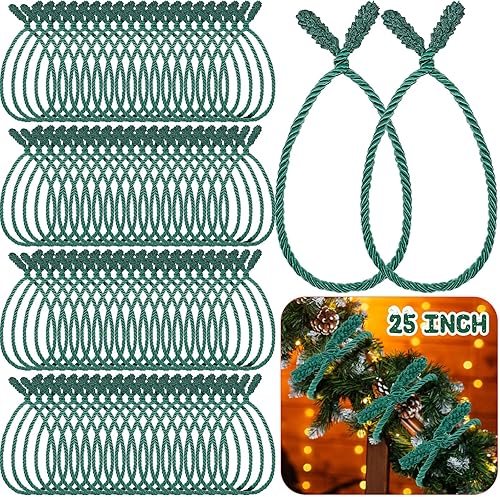 Miniatura 18 de Zhengmy 20 lazos de guirnalda de Navidad extra largos de 25 pulgadas, lazos decorativos de Navidad para barandilla, reutilizables, flexibles