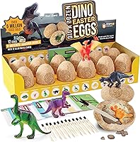 Dan&Darci Dig a Dozen Dino Egg Kit - 12 Surprise Dinosaurs, STEM Science Toys for Kids 3-12, Easter Basket Stuffers & Party Gifts