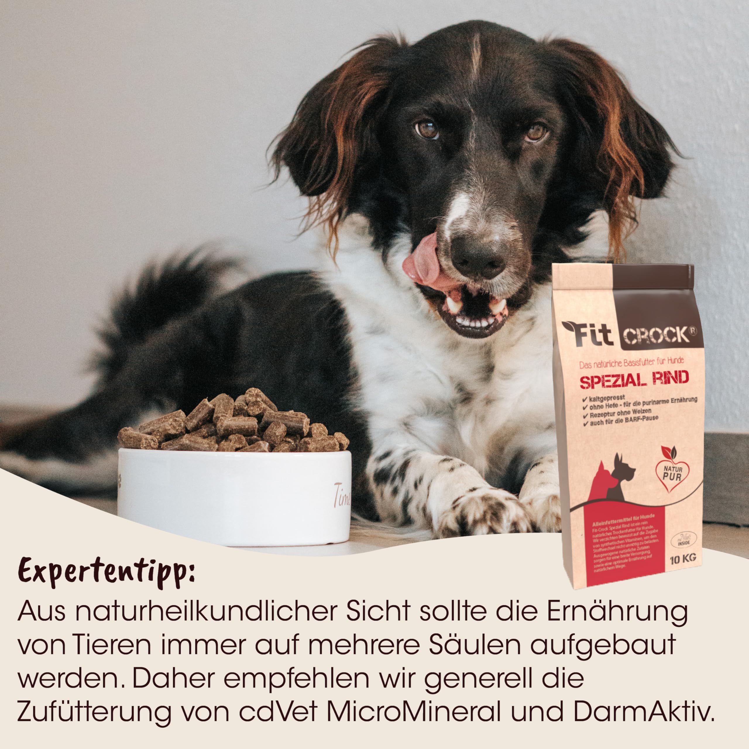 cdVet Fit-Crock Hundefutter trocken Spezial Rind Mini 10 kg, purinarm & getreidefrei