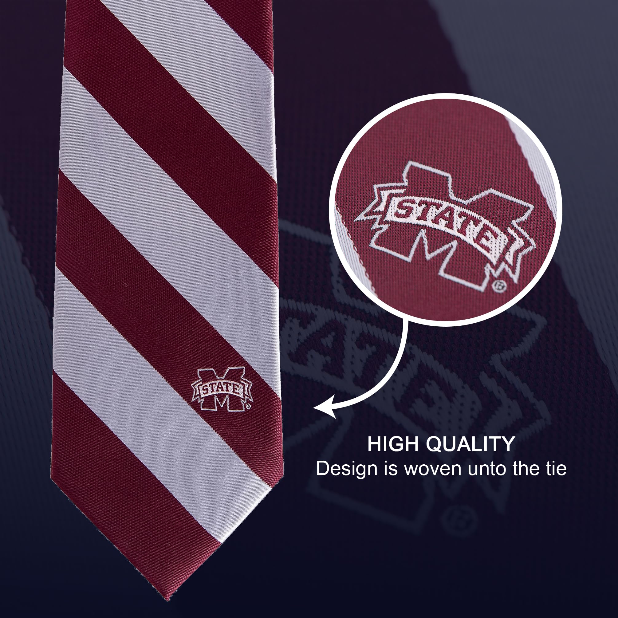 Desert Cactus Mississippi State University Tie Bulldogs MSU, 100% Polyester, with Logo