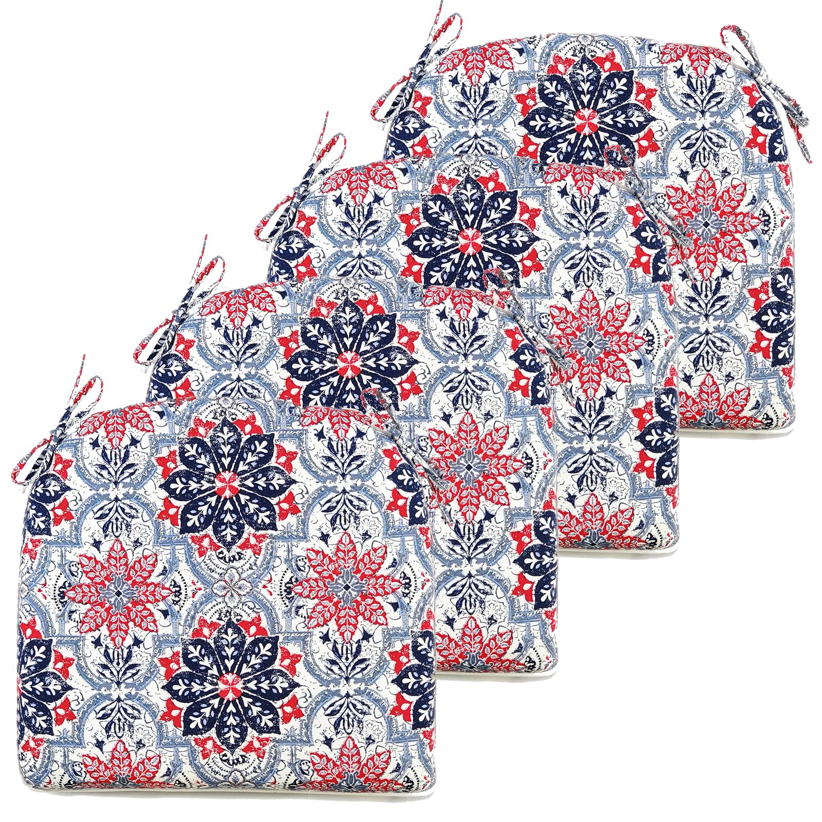 JMGBird Outdoor Chair Cushions Set of 4, Patio Cushions D16xW17 Inch with Ties, Outdoor Chair