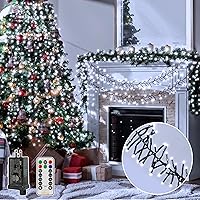 Vista 11 de Ollny Luces de Navidad en racimo de 1000 luces LED de 49 pies, luces blancas cálidas para árbol de 8 modos de temporizador, control remoto, cadena