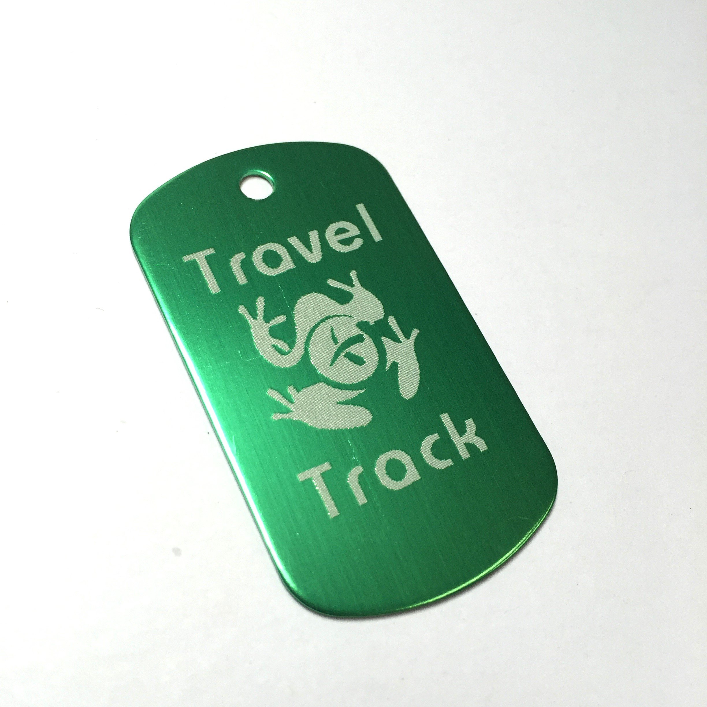 AllCachedUp Trackable Tag for Geocaching - Travel Track Tag - trackable like a Travel Bug (GREEN)