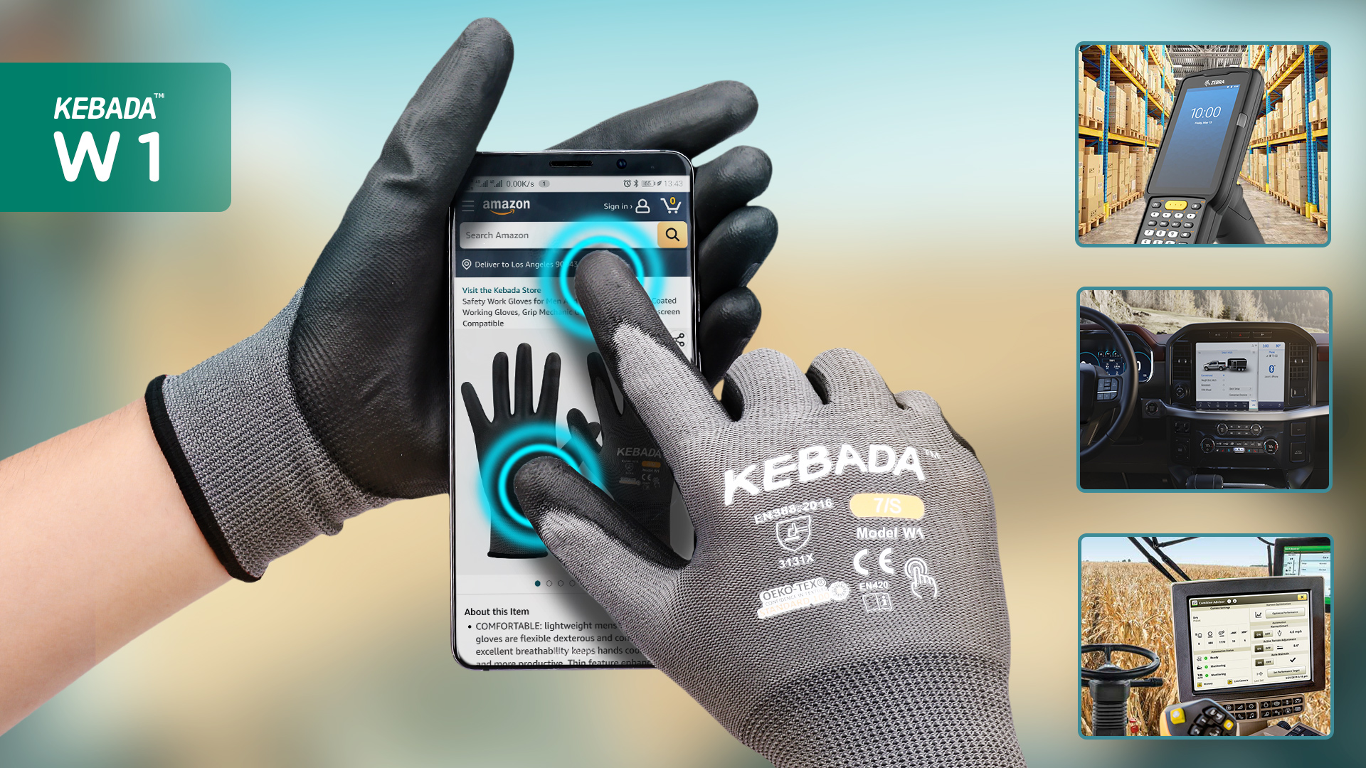 Image of Kebada Safety Work Gloves,120 Pairs Bulk Pack, Touchscreen, PU Coated, Ideal for Warehouse, Construction, Gardening and Mechanics, Black, XX-Large