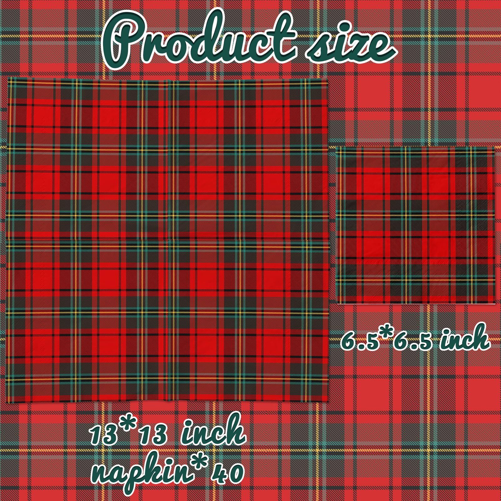 Christmas Napkins, 40Pcs Christmas Plaid Paper Napkins Disposable Red Buffalo Plaid Napkins Christmas Cocktail Napkins Tartan Plaid Paper Napkins for Xmas Winter Holiday Dinner Party Supplies