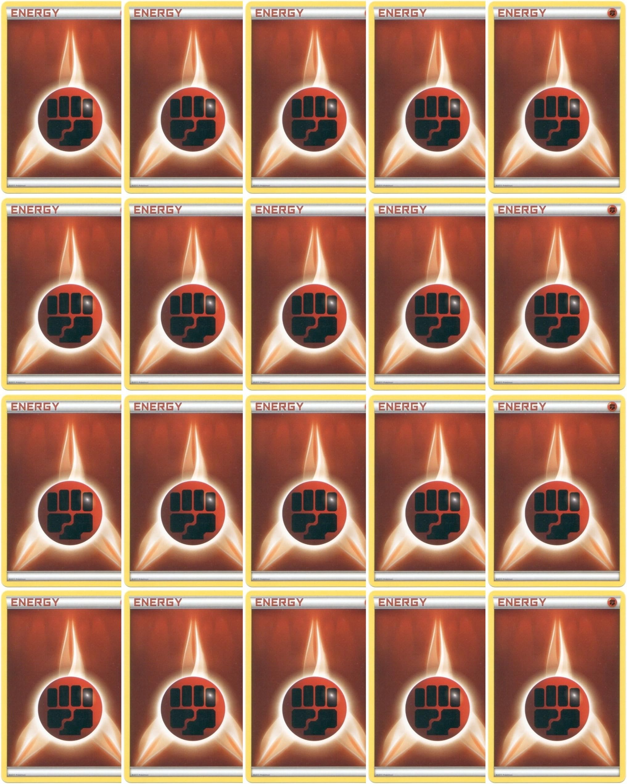 20 Basic Fighting Energy Pokemon Cards (XY/Black and White Series Design, Unnumbered) [Brown/Rock-Type]