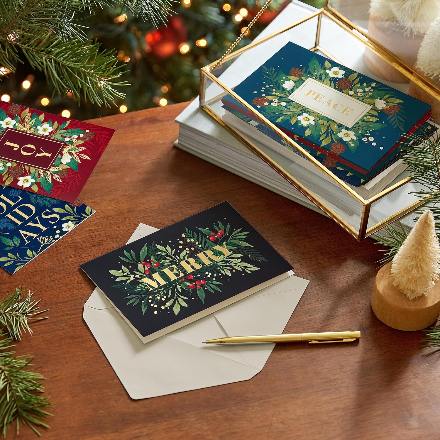 Hallmark Bulk Boxed Christmas Card Assortment, Elegant Jewel-Tone Floral Assortment (72 Cards and Envelopes) - Image 2