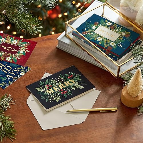 Miniatura 2 de Hallmark - Surtido de tarjetas de Navidad en caja a granel, elegante surtido floral en tono joya (72 tarjetas y sobres)