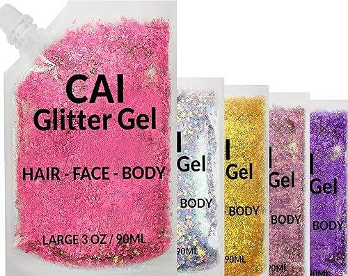 Vista 55 de CAI BEAUTY NYC brillantina Fácil de aplicar, fácil de quitar brillantina gruesa para cuerpo, cara y pelo Bolsa holográfico Grado Cosmético .1