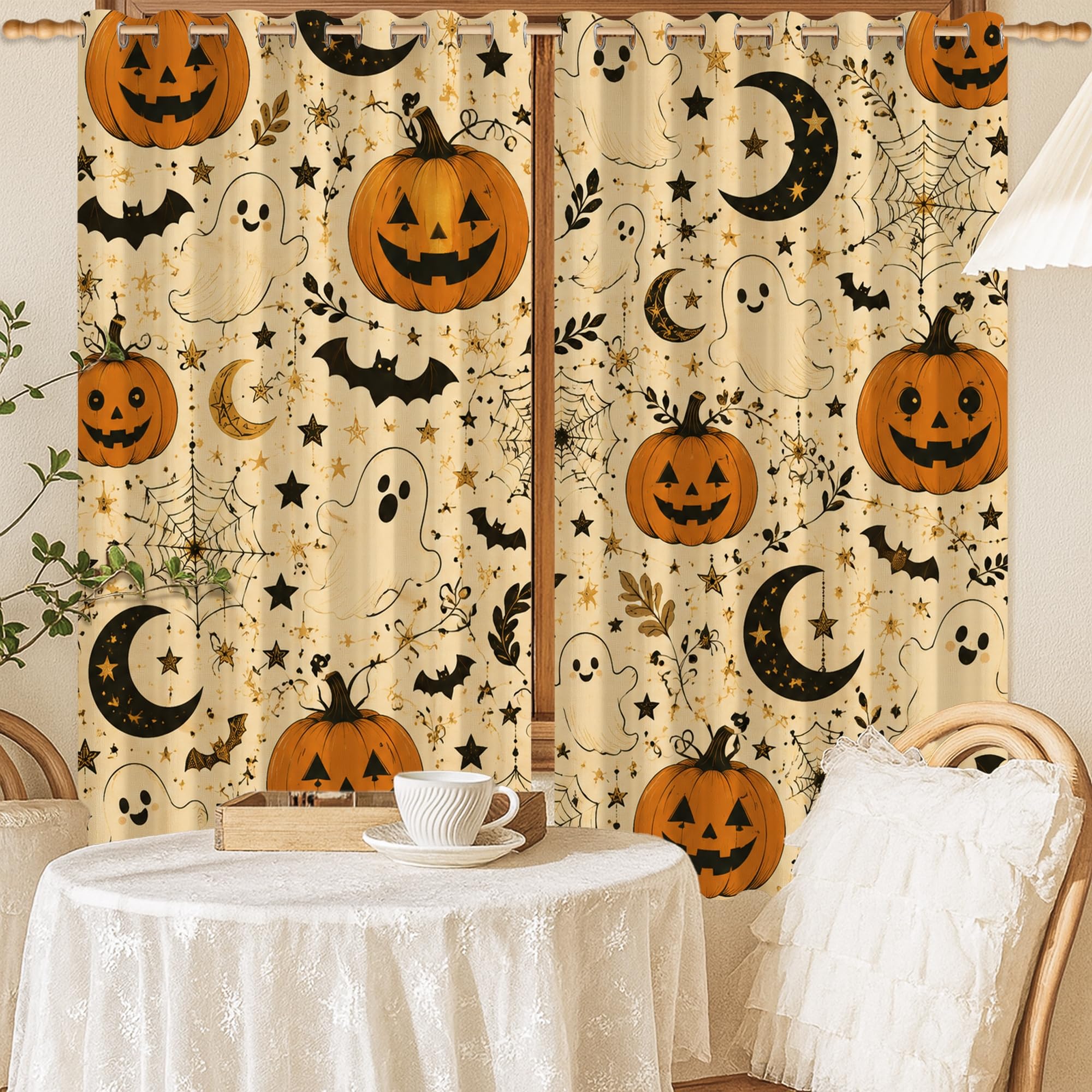 Rideaux occultants pour chambre enfant : finie la lumière avec ces citrouilles