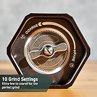 Vista 5 de HexClad HexMill Molinillo de pimienta, grado profesional, resistente, recargable, aluminio negro mate, ajuste de diez configuraciones de molienda