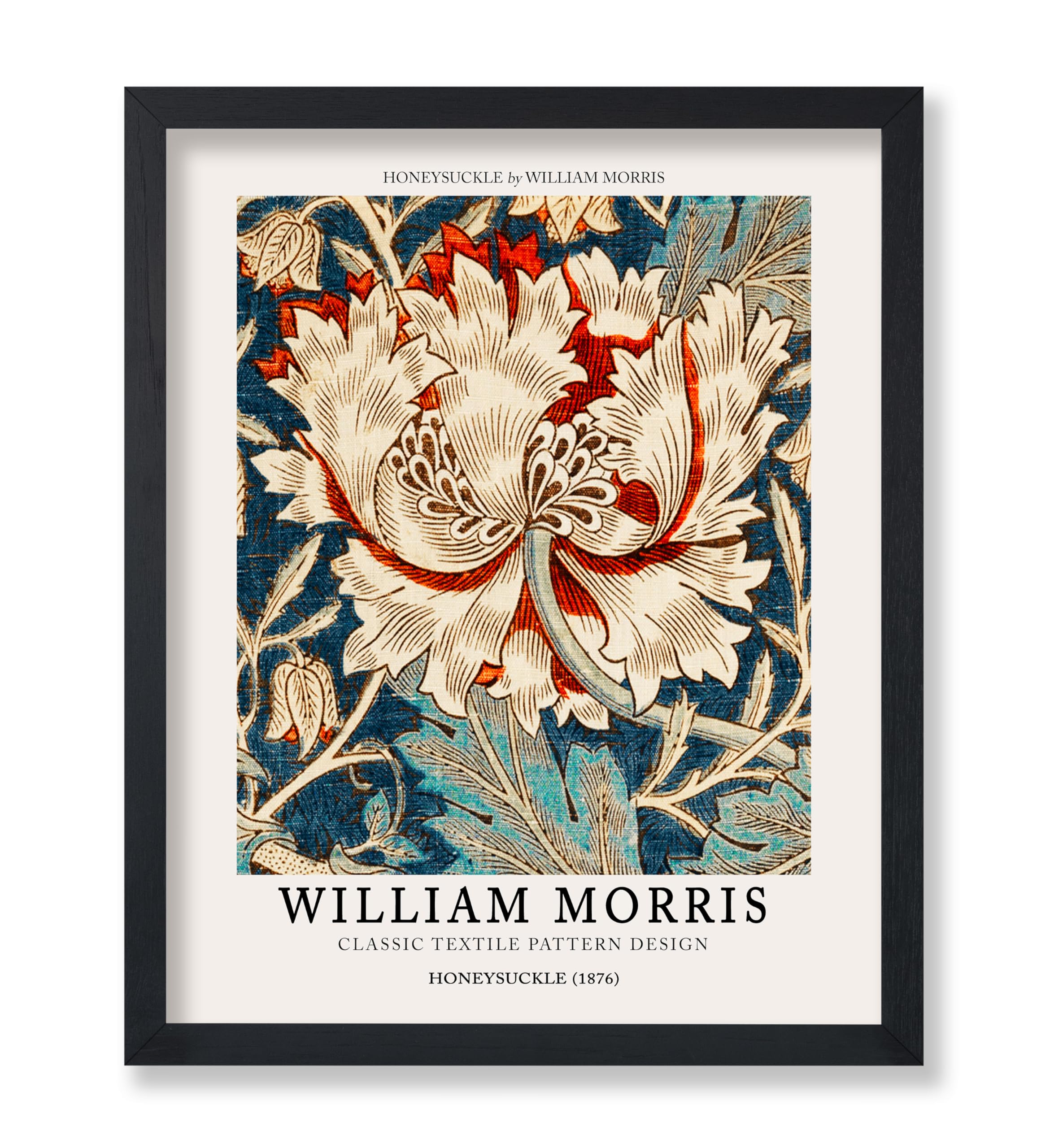 Poster Master Honeysuckle Print - William Morris Poster - Flower Art - Textile Pattern Design - Floral Gift for Men & Women - Chic Decor for Living