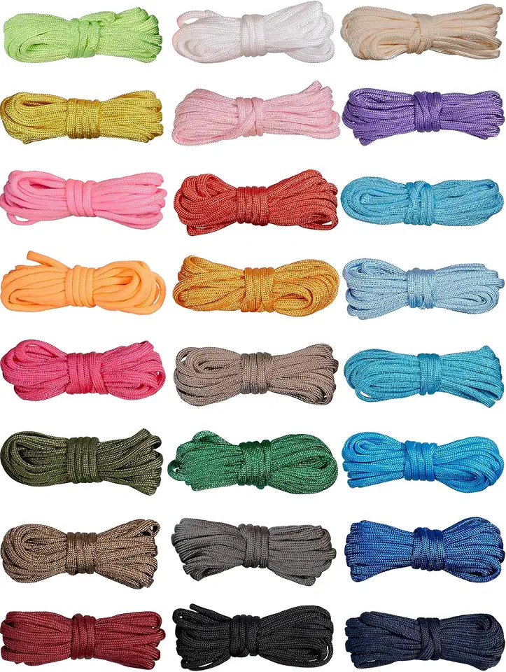 24 Pieces 10 Feet Paracord Cord 550 Multifunction Paracord Bracelet Rope Crafting Making Rope Kit for Lanyards Keychain Dog Collar Woven DIY Manual Braiding Supplies(Solid Style)