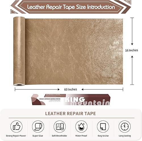 Miniatura 4 de Parches de reparación de cuero para sofás de 16 x 60 pulgadas, sofá autoadhesivo grande, asiento de automóvil, muebles de cuero, kit de parches de