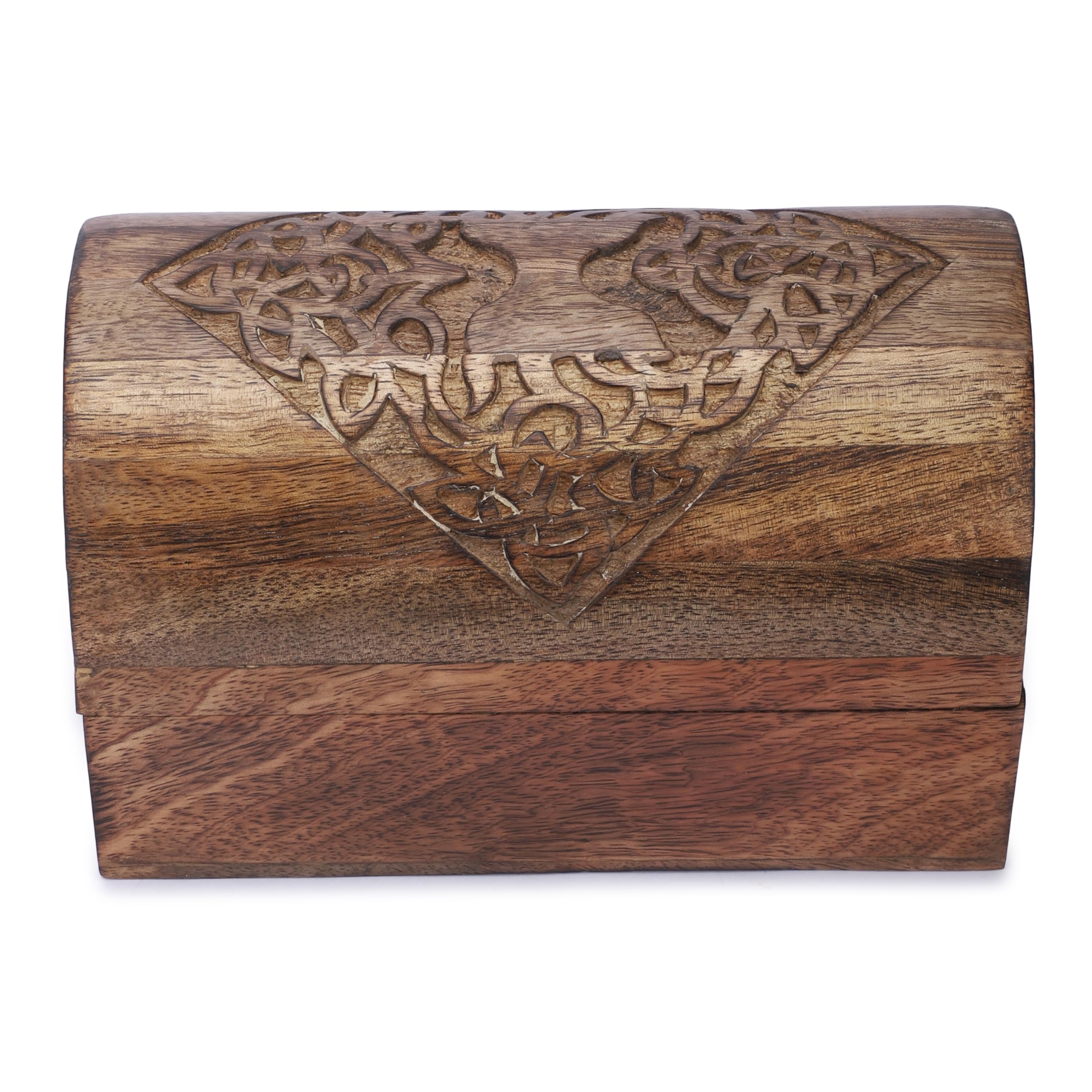 Ajuny Boîte à Bijoux en Bois de Manguier Sculpté – Coffret Décoratif Arbre de Vie Celtique, Fait Main, Organisateur Bijoux & Souvenirs, Grande Boîte 23 x 15 x 15 cm (9 x 6 x 6 po), Idée Cadeau