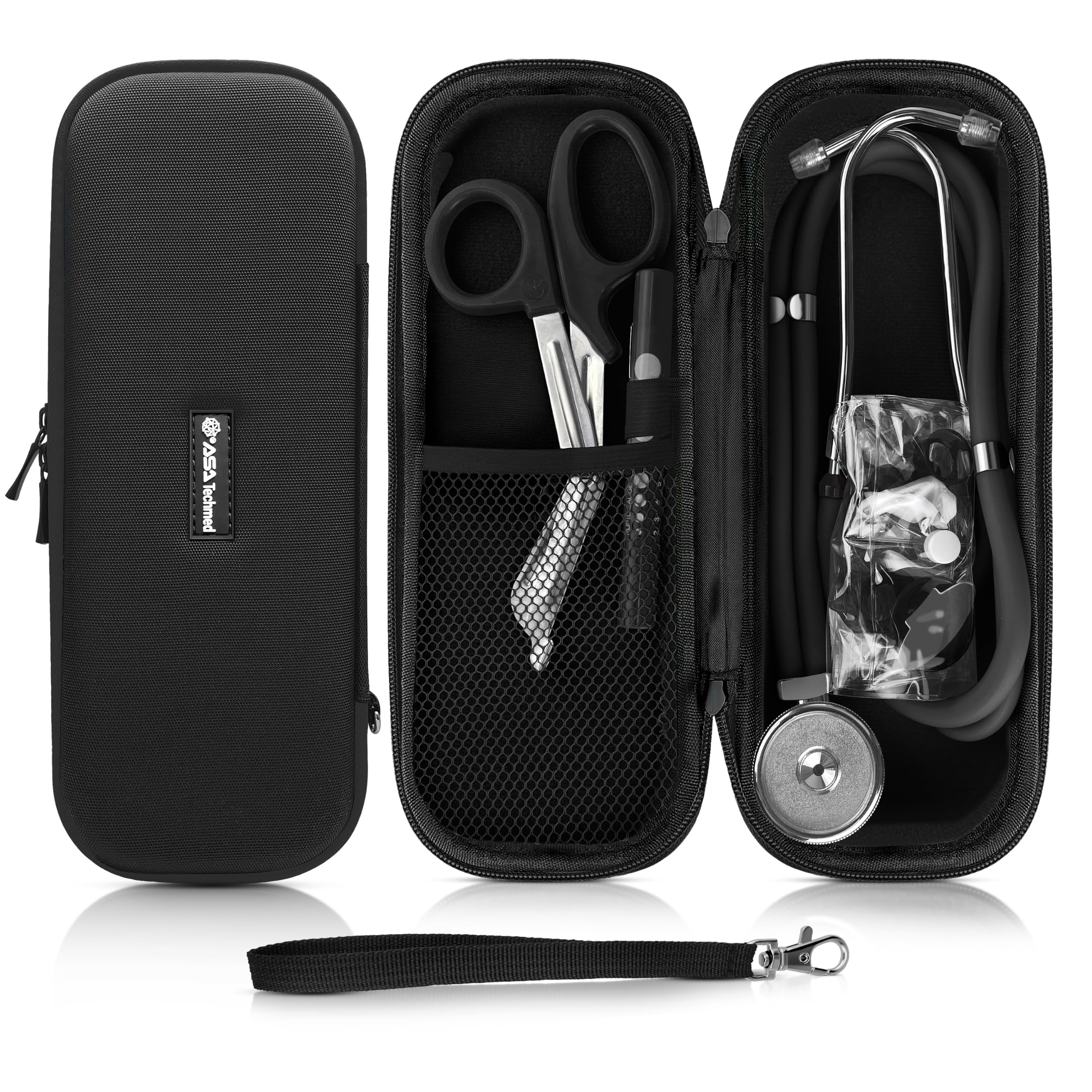 View 1 of ****STOCK PHOTO REFERENCE ONLY****Dual Head Stethoscope with Matching Storage Case, EMT Shears and Pen Light - Assorted Colors (Black)