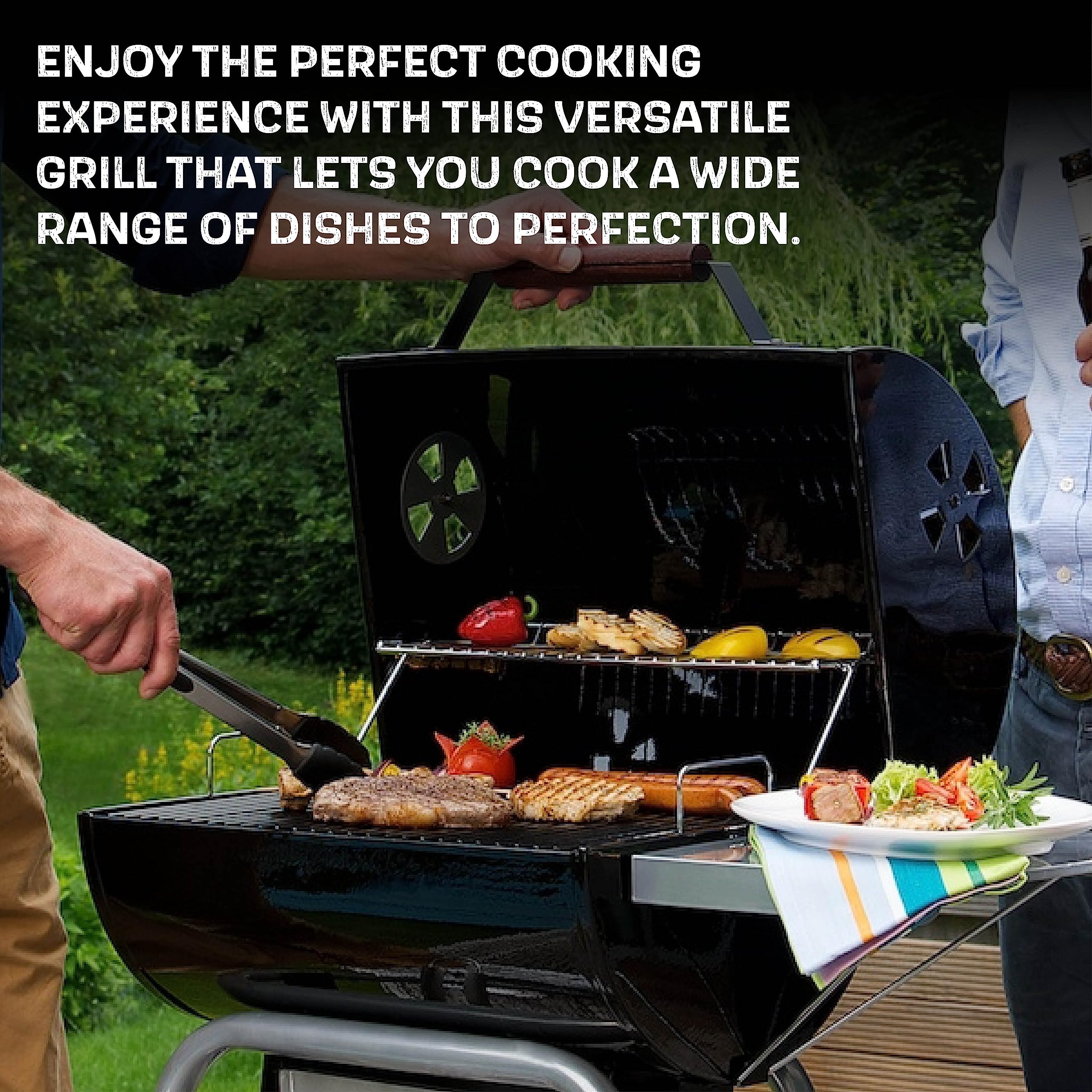 Landmann Black Taurus 440 - Barbacoa-ahumador Americana, Color Negro