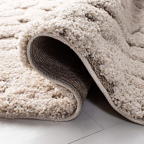 Miniatura 5 de SAFAVIEH Florida Shag Collection - Tapete para pasillo, 2 pies 3 pulgadas x 7 pies, color crema y beige, diseño de volutas, no desprende pelusa y de