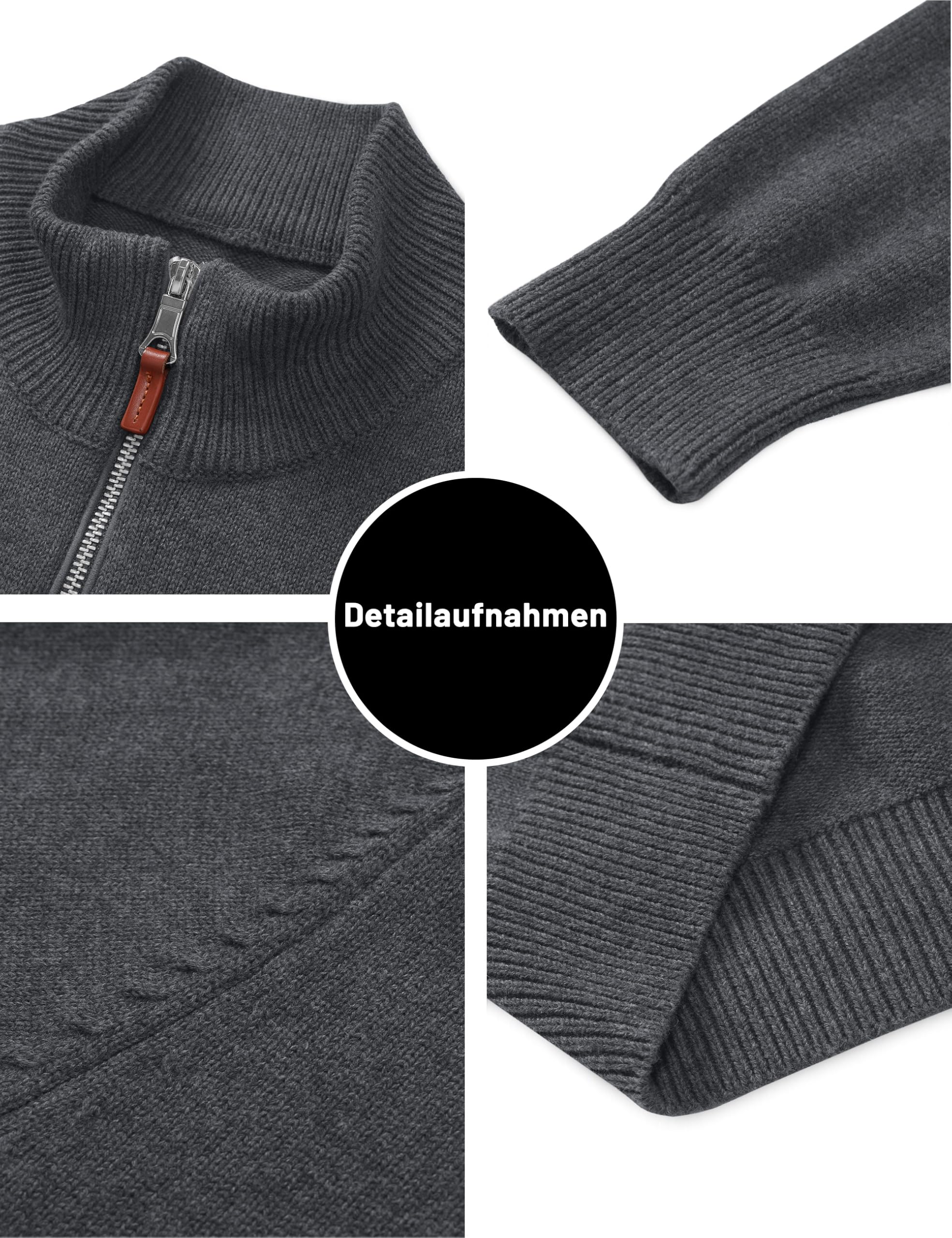 TACVASEN Pullover Herren Half Zip Troyer Baumwolle Warm Strickpullover