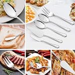 LIANYU 77-Piece Ensemble de couverts Flatware Set pour 12, Plus Couteaux et ustensiles de service Steak, ensemble d'argenterie en acier inoxydable, ustensiles de table avec bord incliné, lave-vaisselle sans danger