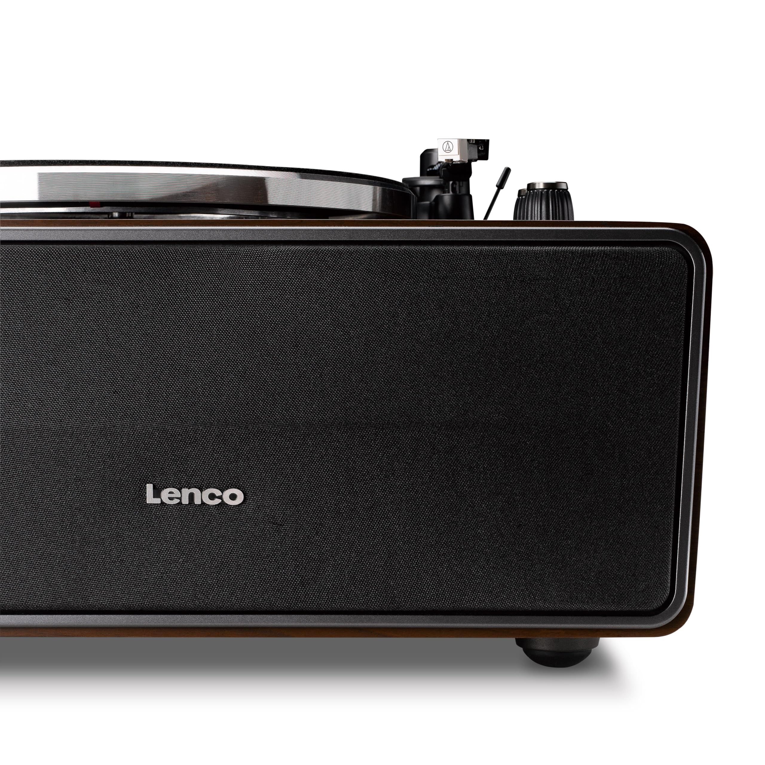 Lenco LS-470WA Giradischi All-in-One con Altoparlanti Integrati (80W), Bluetooth, Trasmissione a Cinghia e Testina Audio Technica - Finitura in Noce