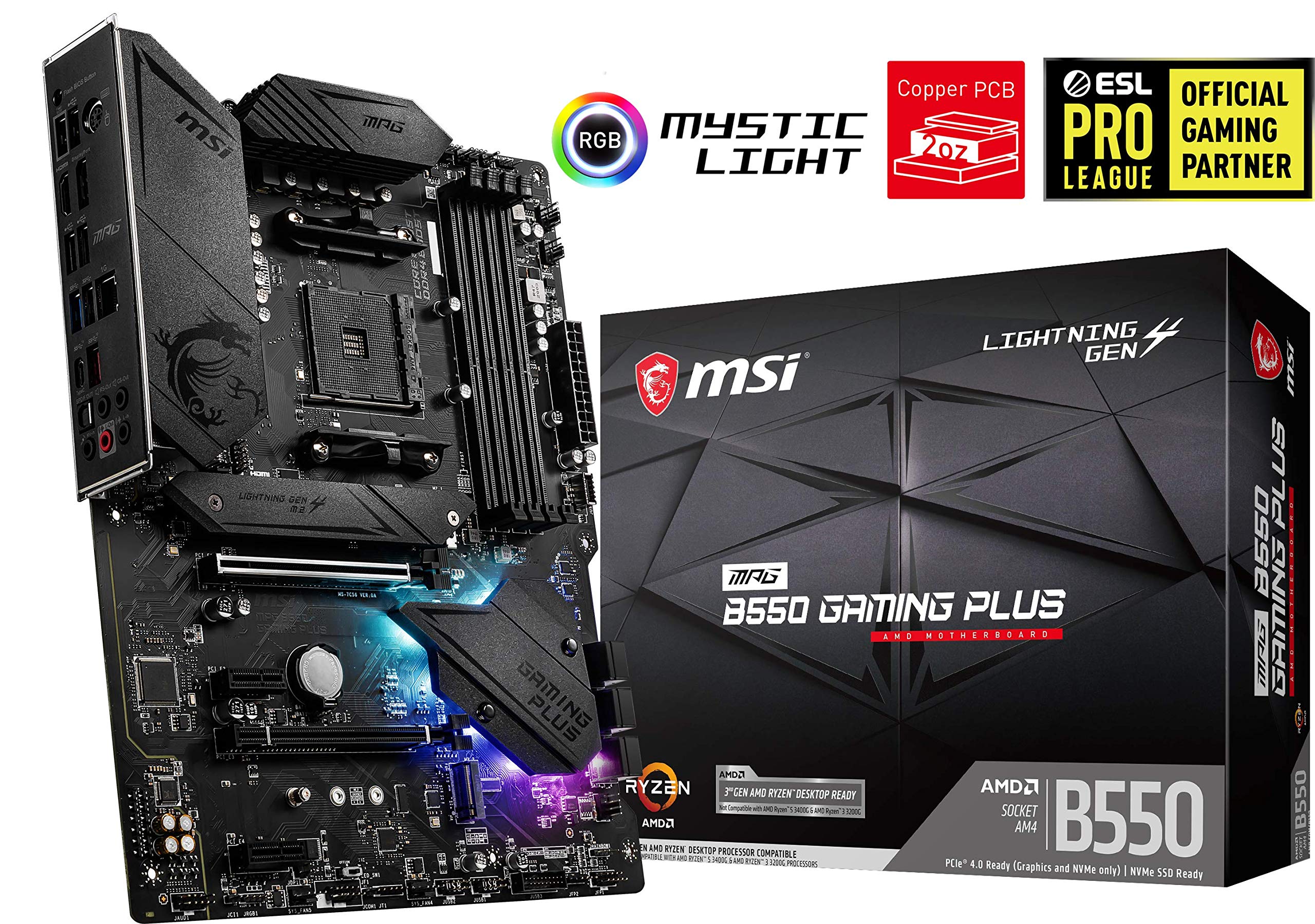 MSI Mpg B550 Gaming Plus AM4 DDR4 Bellek 4400(OC) HDMI DP M.2 USB3