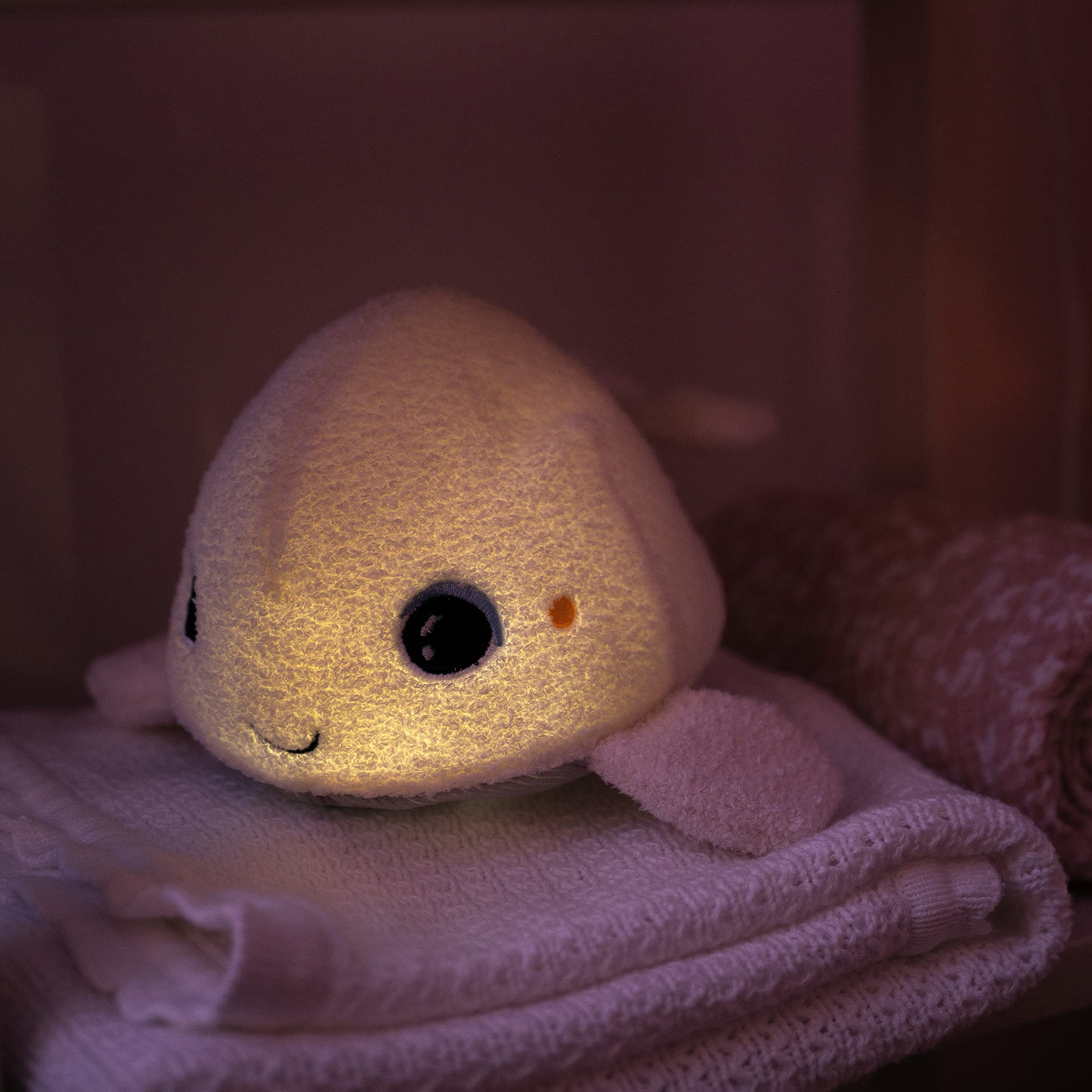 Pabobo Beluga Plusz Śpiąca Lampka nocna Wielokolorowe i kołysanka i białe dźwięki. Super miękki pluszak my-booster: zmywalny (moduł zdejmowany)