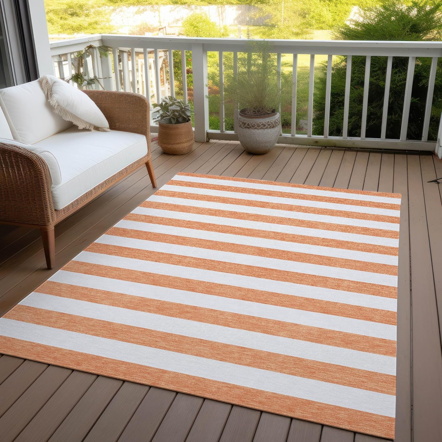 Addison Rugs Chantille ACN528 Orange 3' x 5 Indoor Outdoor Area Rug, Stain Resistant, Machine Washable, Non Shedding, Bedroom, Living Room, Dining Room, Kitchen Rug