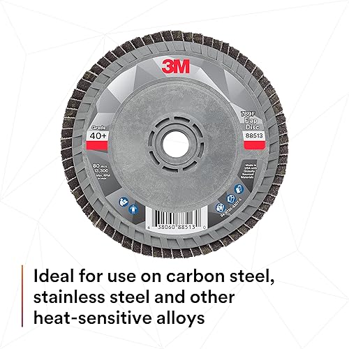 Miniatura 23 de 3M Disco de solapa 769F, tipo 27, 80+, 4-1/2 in x 7/8 in, abrasivo de alto rendimiento, disco de pulido y acabado de grano de precisión de cerámica