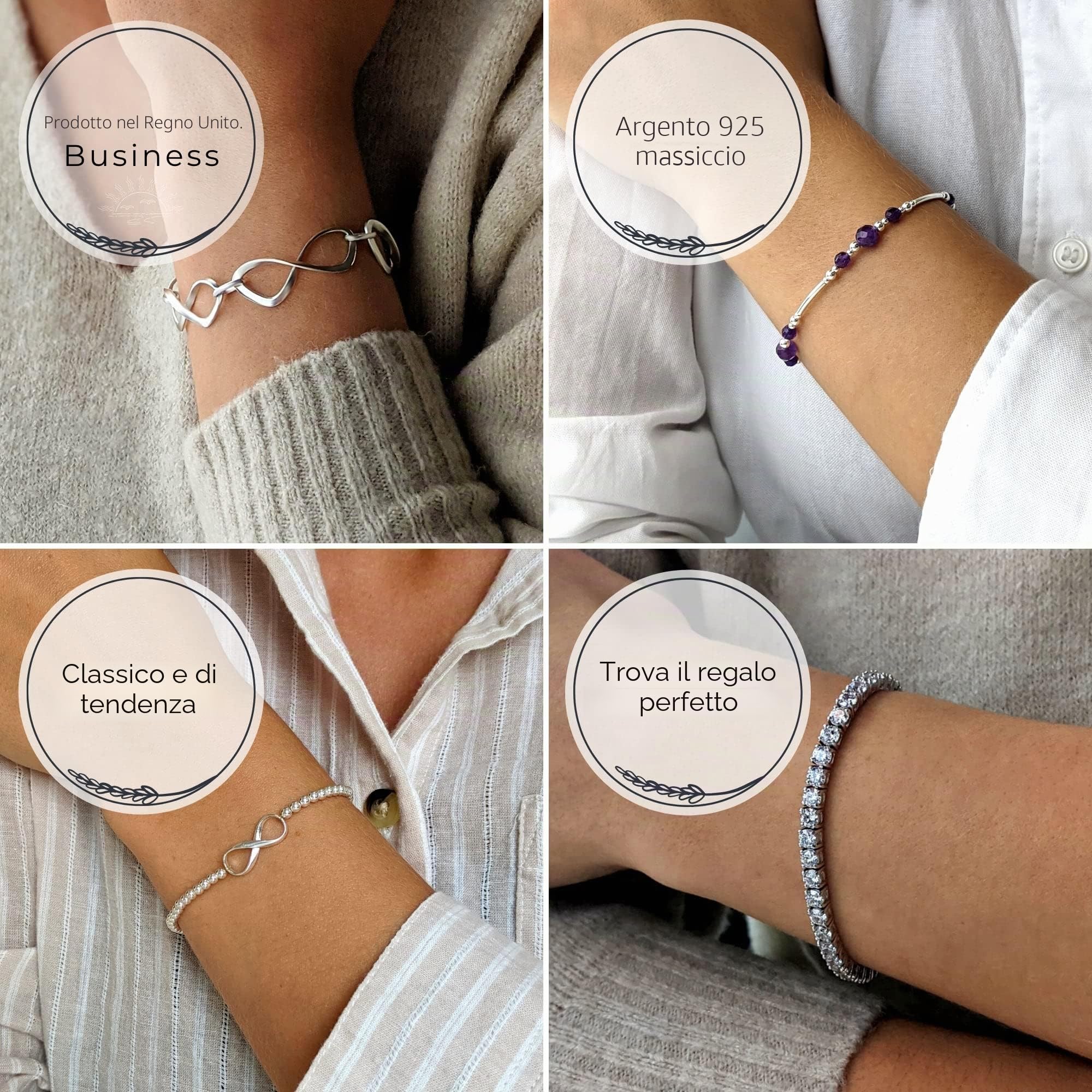 Silverly Braccialetti in Argento Sterling Massiccio 925 per Donna | Bracciale Rigido con Coppia di Sfere in Argento da 10mm | Piccoli Braccialetti per Ragazze Adolescenti