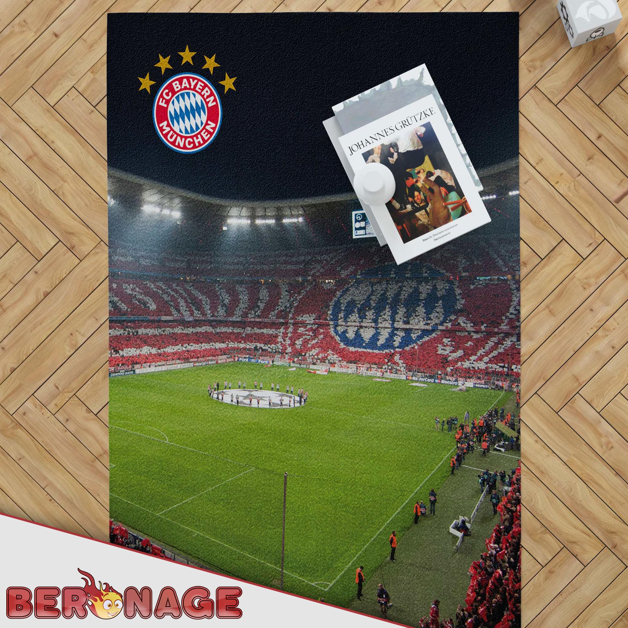 FC Bayern München Teppich Allianz Arena 100 x 130cm rutschhemmend lärmhemmend Kinder-Vorleger Läufer Fußball FCB Deutscher Rekord-Meister Mia san Mia Champions Leage Bundesliga